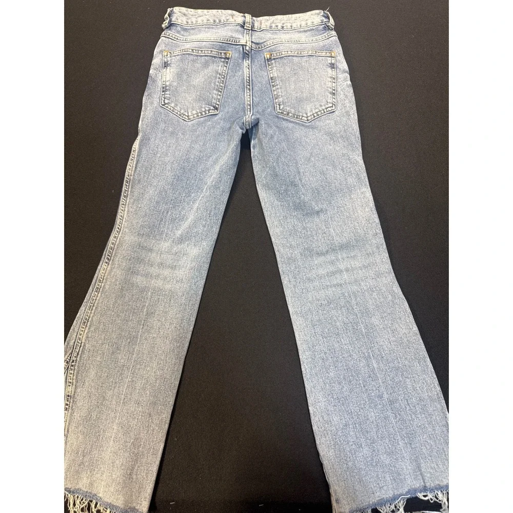 Free People Women Light Wash Flare Jeans Raw Hem Blue W25R 61855-16515125